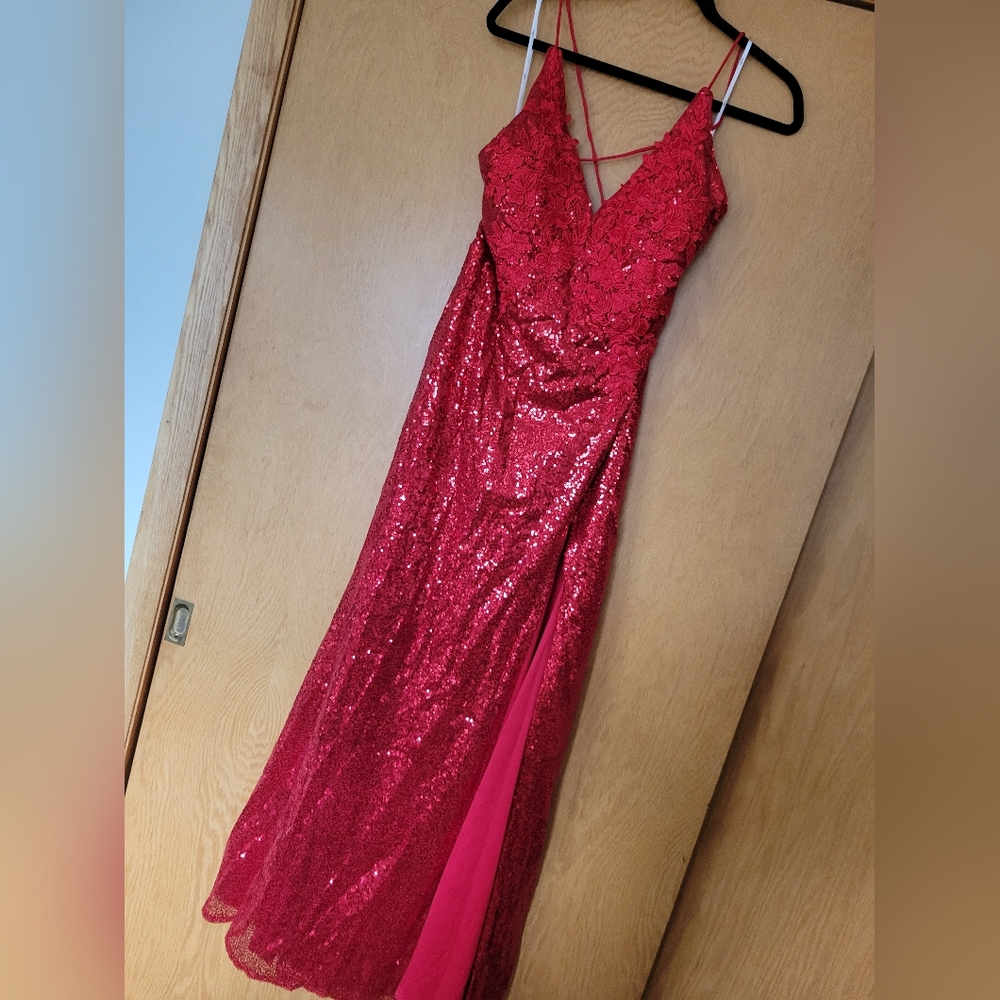 Red Sequin Gown With Slit - Jessica Rabbit Costume